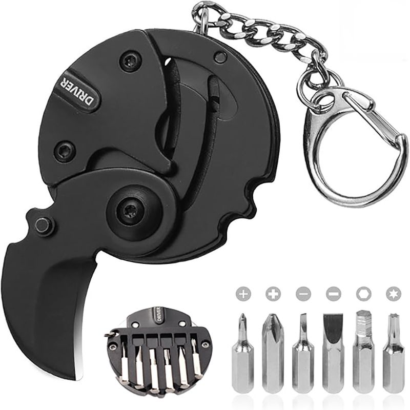 Edc Carry Coins - Multifunctionele opvouwbare munt-sleutelhanger met gereedschap, hex-schroevendraaier,