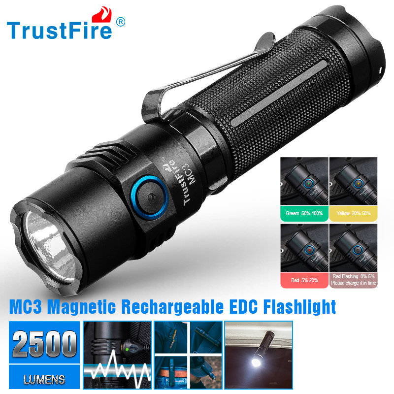 Edc Car Carry - Trustfire Mc3 krachtige oplaadbare led-zaklamp 2500